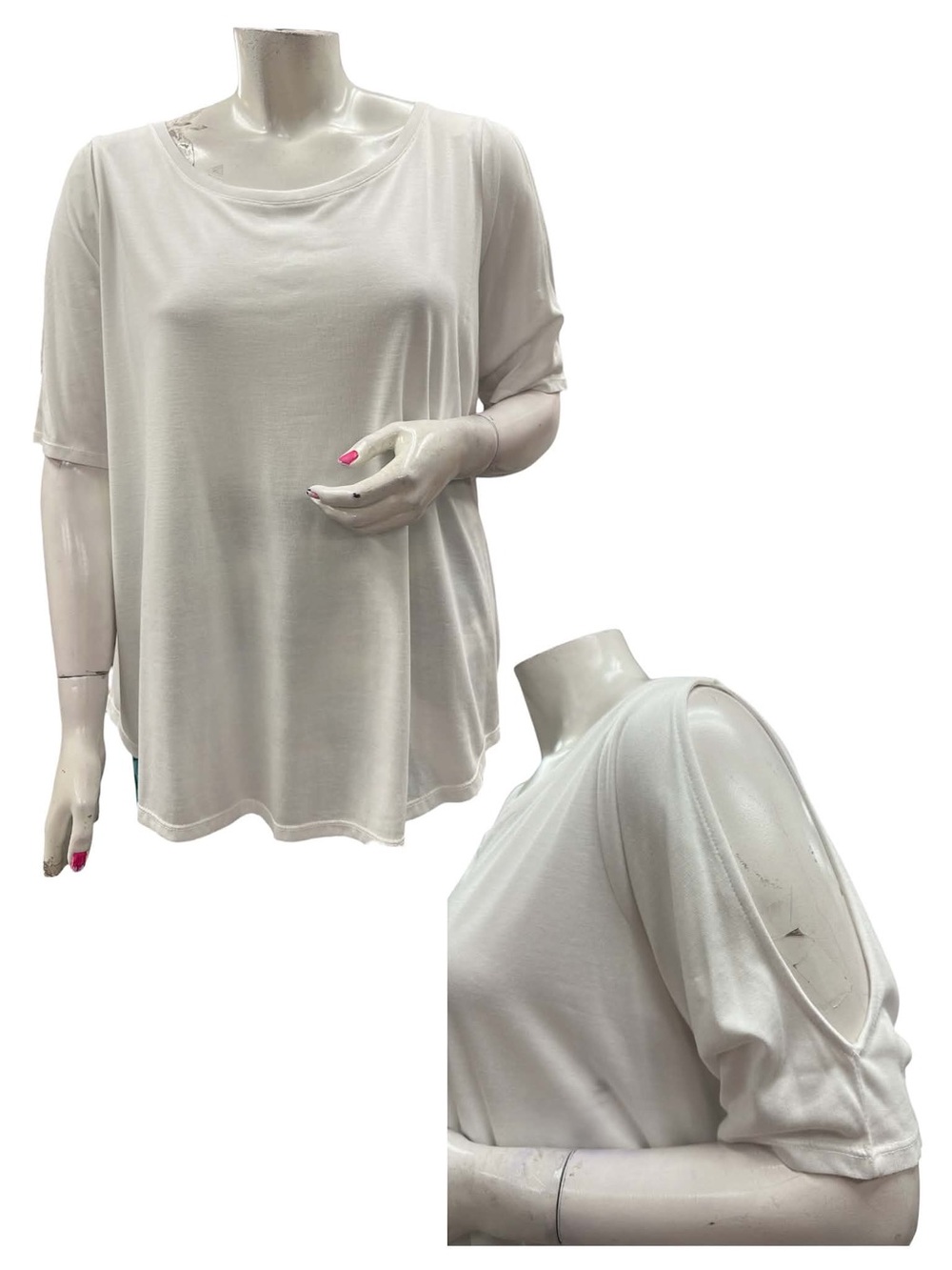 Love & Legend White Short Sleeve Top with Shoulder Cutout Size 3X